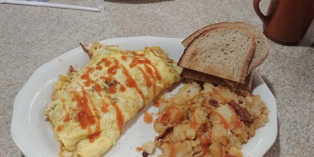 Mexican Omelette with Home Fries and Dry Rye Toast